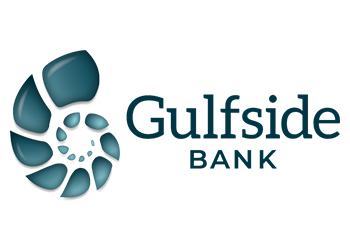 Gulfside Bank logo featuring a stylized teal nautilus shell made of curved segmented shapes to the left of the words ‘Gulfside Bank’ in dark teal serif lettering.